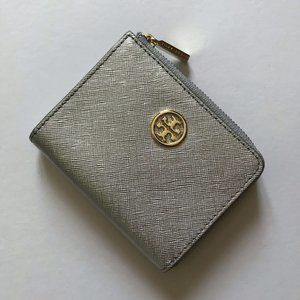 Tory Burch Metallic Half-Zip Card Case